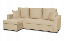 Ecksofa Bella beige Samtoptik Schlaffunktion Ausführung Bella Angel 3
