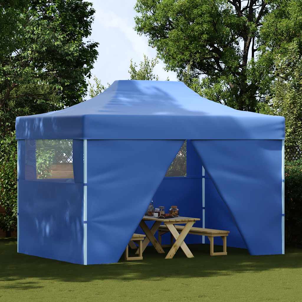 Faltzelt Pop-Up mit 4 Seitenteilen 3x4,5 m Blau