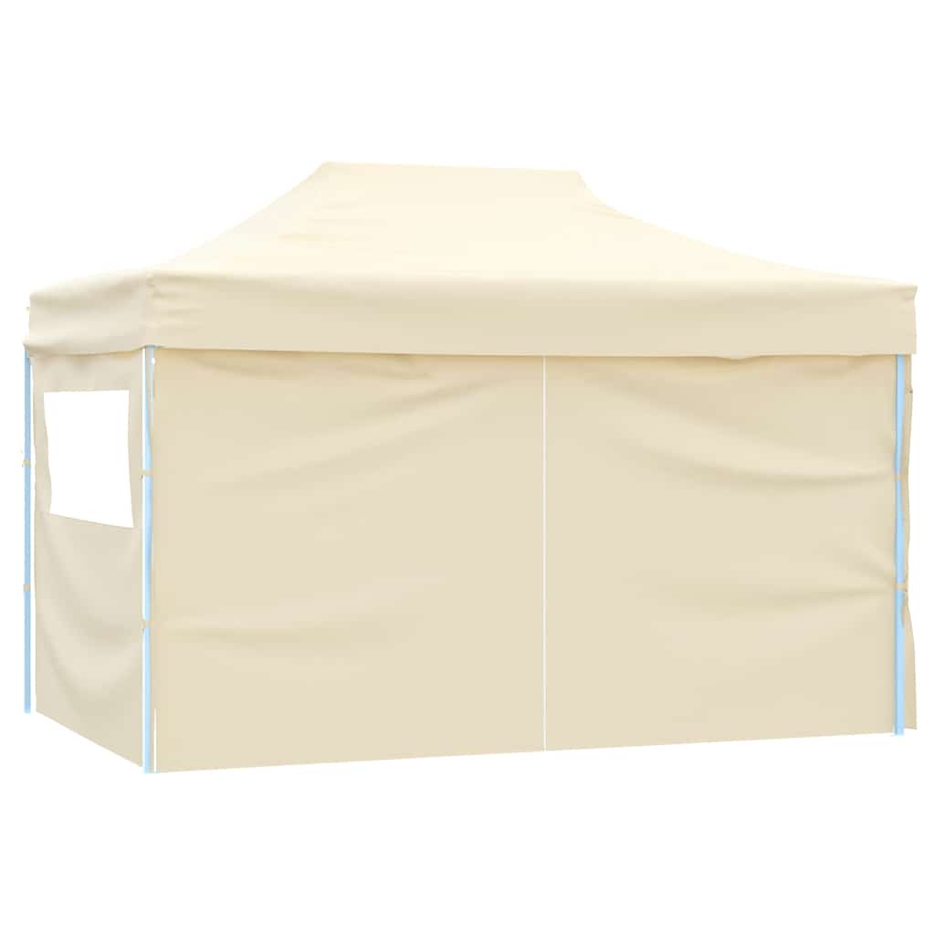 Faltzelt Pop-Up mit 4 Seitenteilen 3 x 4,5 m Cremeweiß