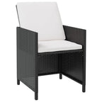 5-tlg. Garten-Essgruppe Poly Rattan Akazienholz Schwarz