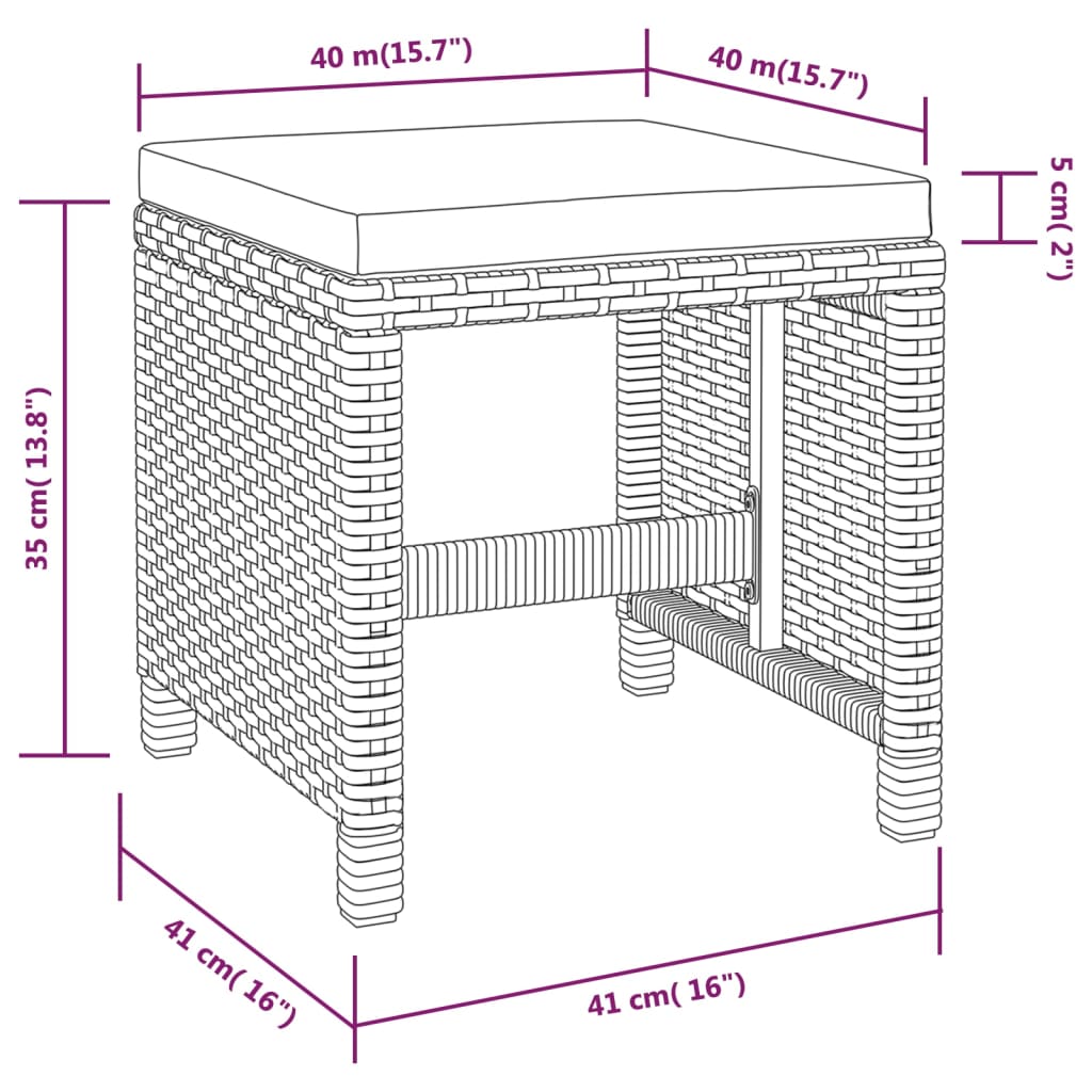 5-tlg. Garten-Essgruppe Poly Rattan Akazienholz Schwarz