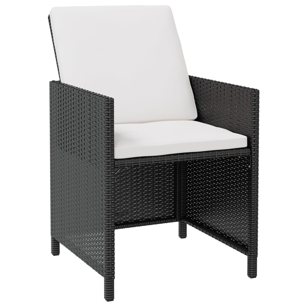 11-tlg. Garten-Essgruppe Poly Rattan Akazienholz Schwarz