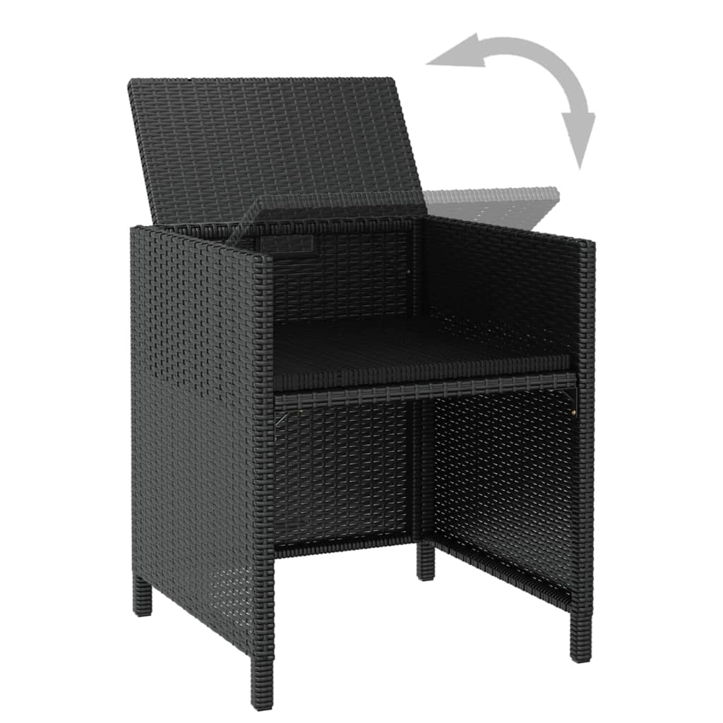 11-tlg. Garten-Essgruppe Poly Rattan Akazienholz Schwarz