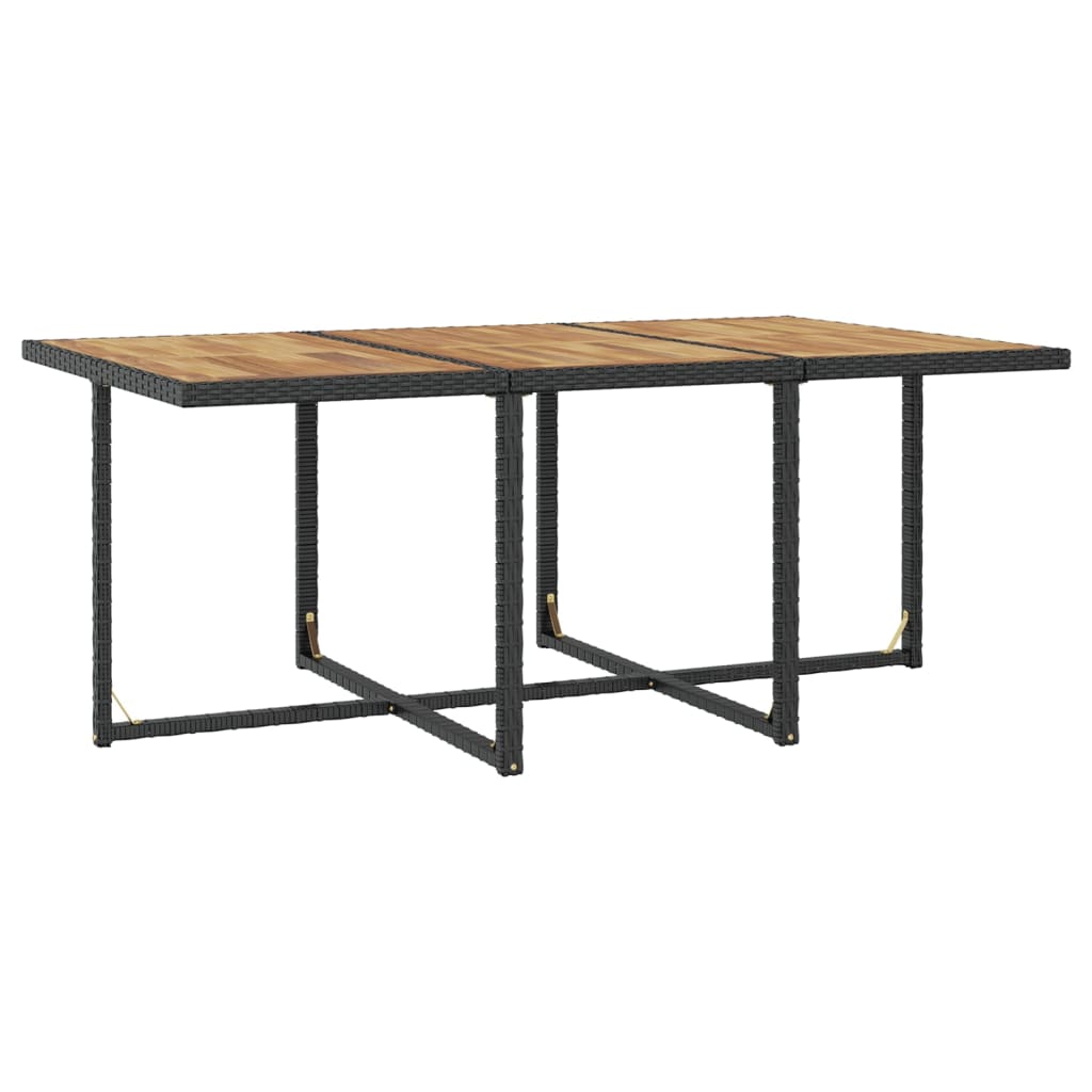 11-tlg. Garten-Essgruppe Poly Rattan Akazienholz Schwarz