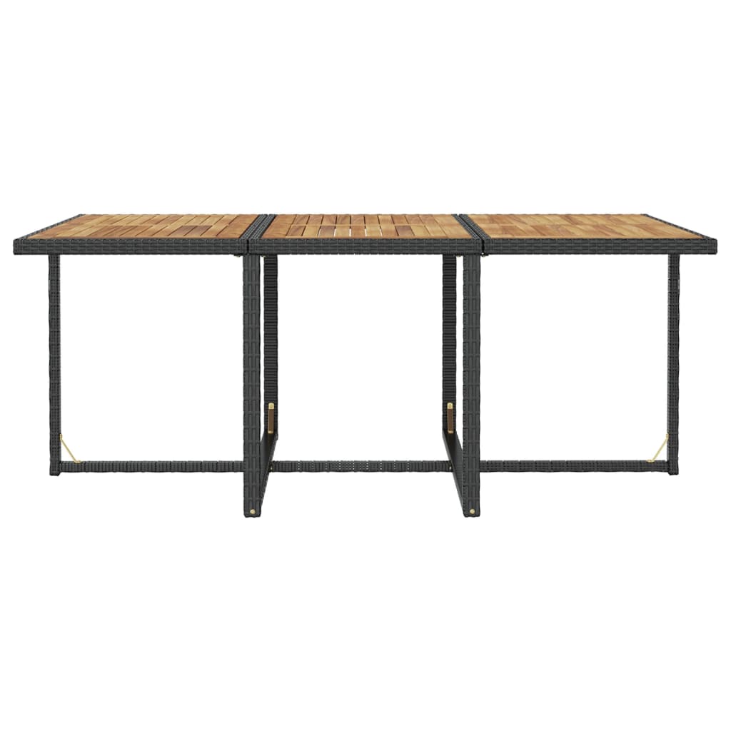 11-tlg. Garten-Essgruppe Poly Rattan Akazienholz Schwarz