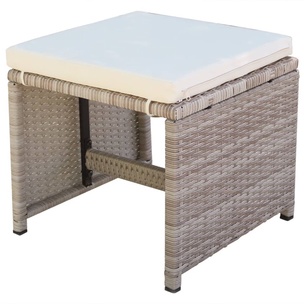 5-tlg. Garten-Essgruppe mit Auflagen Poly Rattan Beige