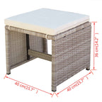 5-tlg. Garten-Essgruppe mit Auflagen Poly Rattan Beige