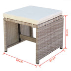 11-tlg. Garten-Essgruppe mit Auflagen Poly Rattan Beige