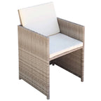 13-tlg. Garten-Essgruppe mit Auflagen Poly Rattan Beige
