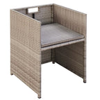 13-tlg. Garten-Essgruppe mit Auflagen Poly Rattan Beige