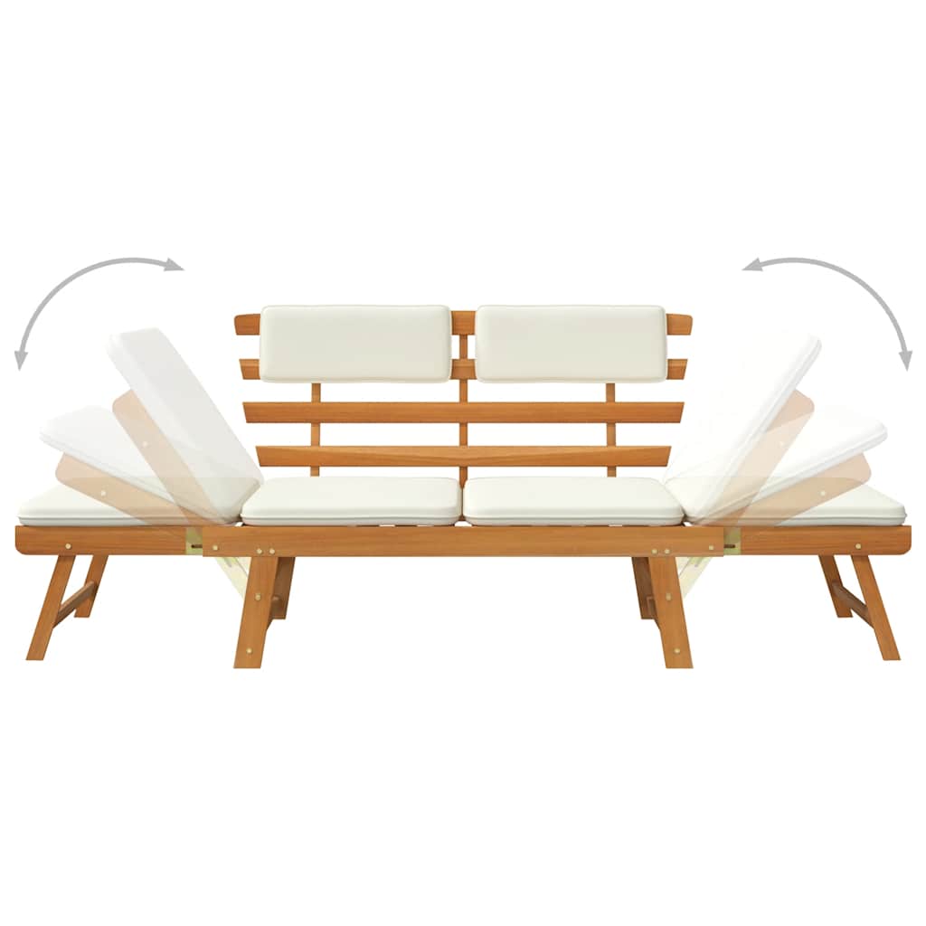 Gartenbank 2-in-1 mit Polstern 190 cm Massivholz Akazie