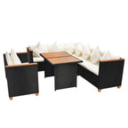 5-tlg. Garten-Lounge-Set mit Kissen Poly Rattan Schwarz