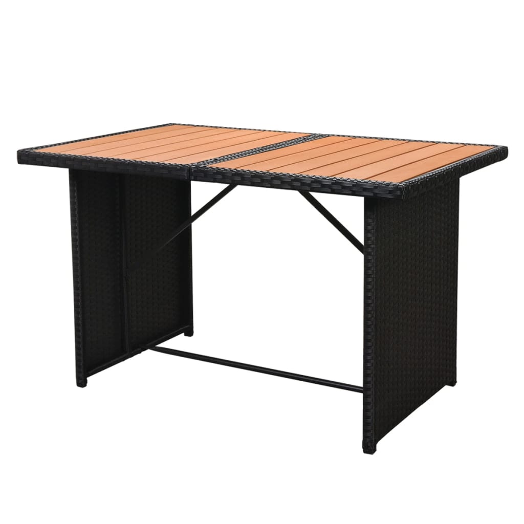 5-tlg. Garten-Lounge-Set mit Kissen Poly Rattan Schwarz