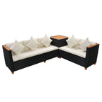 7-tlg. Garten-Lounge-Set mit Auflagen Poly Rattan Schwarz
