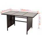 4-tlg. Garten-Lounge-Set mit Auflagen Poly Rattan Braun