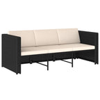 4-tlg. Garten-Lounge-Set mit Auflagen Poly Rattan Schwarz