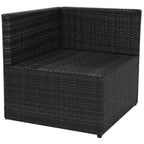 5-tlg. Garten-Lounge-Set mit Auflagen Poly Rattan Schwarz