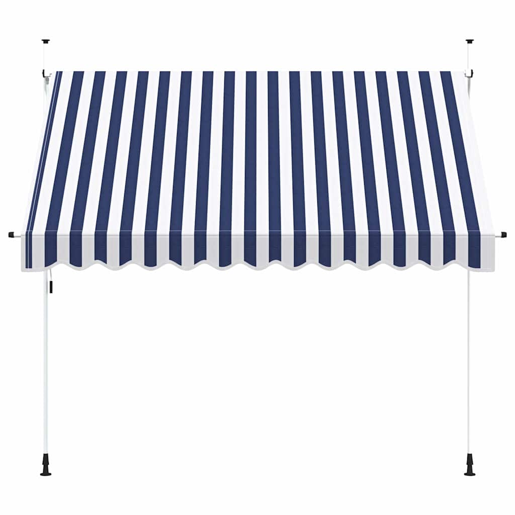 Einziehbare Markise Handbetrieben 300 cm Blau/Weiß Gestreift
