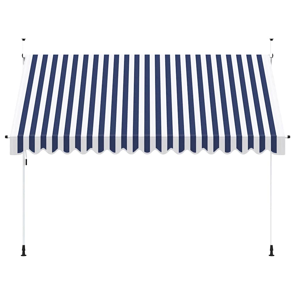 Einziehbare Markise Handbetrieben 350 cm Blau/Weiß Gestreift