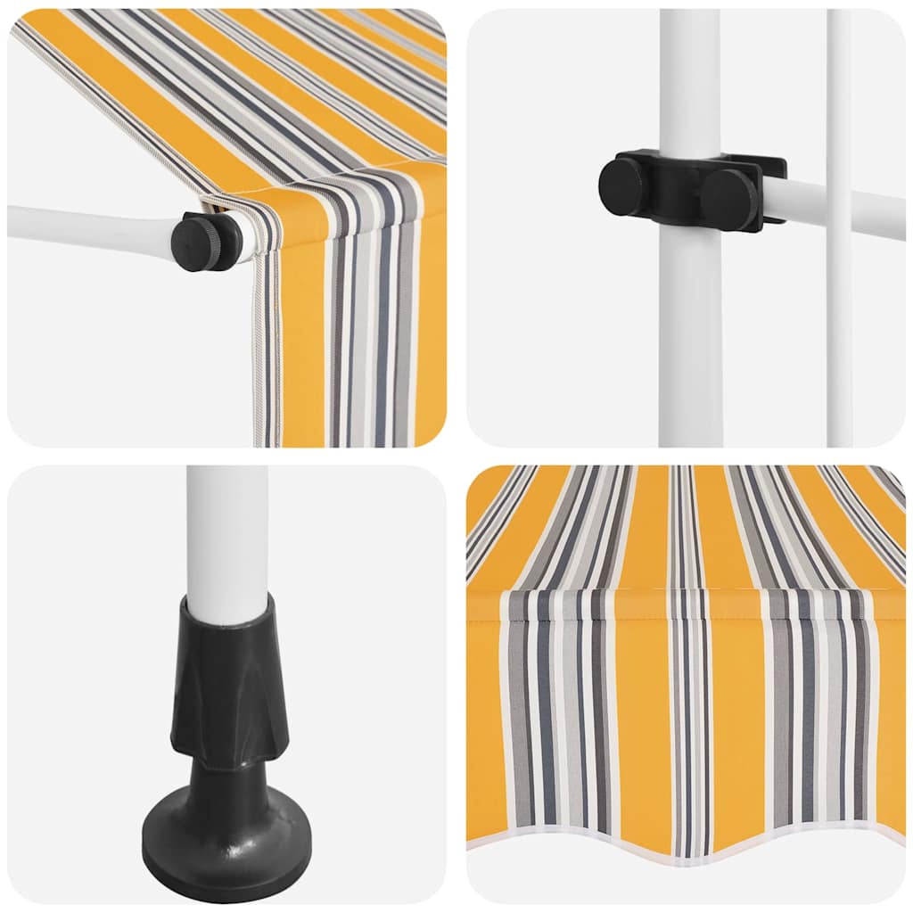 Einziehbare Markise Handbetrieben 300 cm Gelb/Blau Gestreift