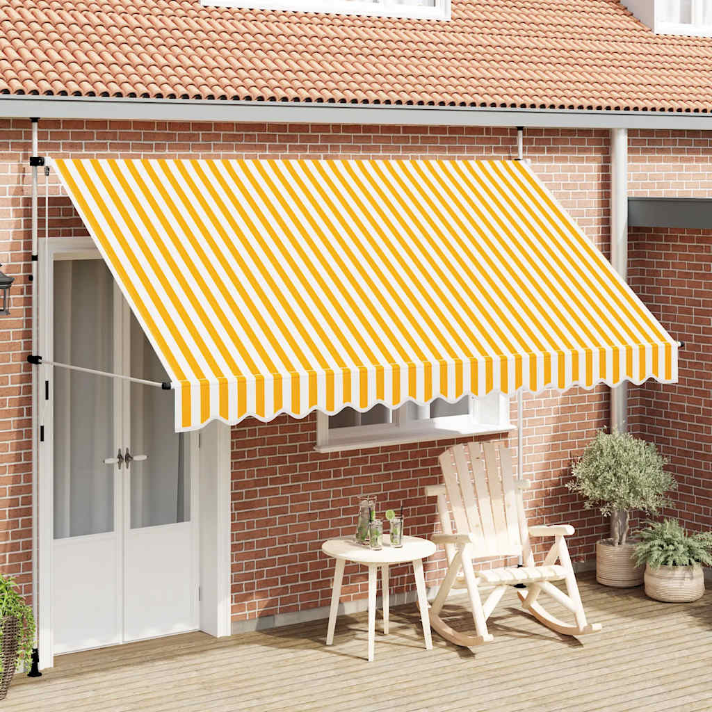 Einziehbare Markise Handbetrieben 350 cm Orange/Weiß Gestreift