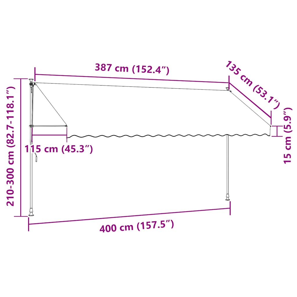 Einziehbare Markise Handbetrieben 400 cm Orange/Weiß Gestreift