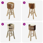 Barhocker Ziegenleder und Teak Massivholz