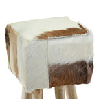 Barhocker Ziegenleder und Massivholz Teak