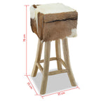 Barhocker Ziegenleder und Massivholz Teak