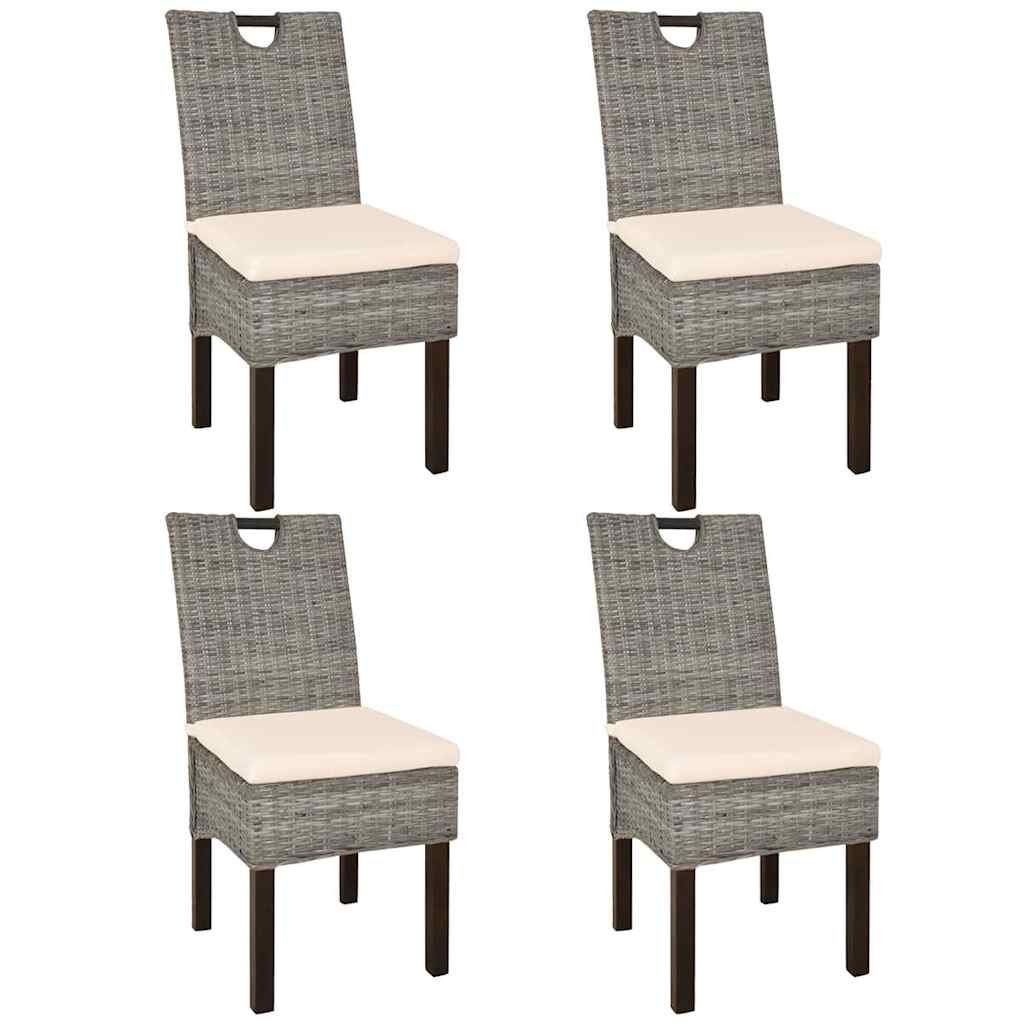 Esszimmerstühle 4 Stk. Kubu-Rattan Mangoholz