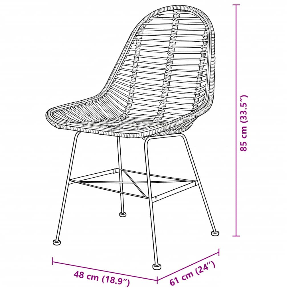 Esszimmerstühle 4 Stk. Natur Rattan