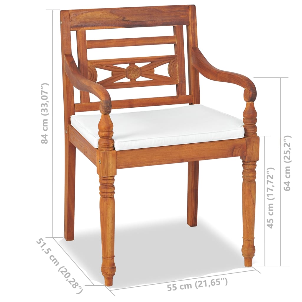 4-tlg. Garten-Lounge-Set mit Auflagen Massivholz Teak