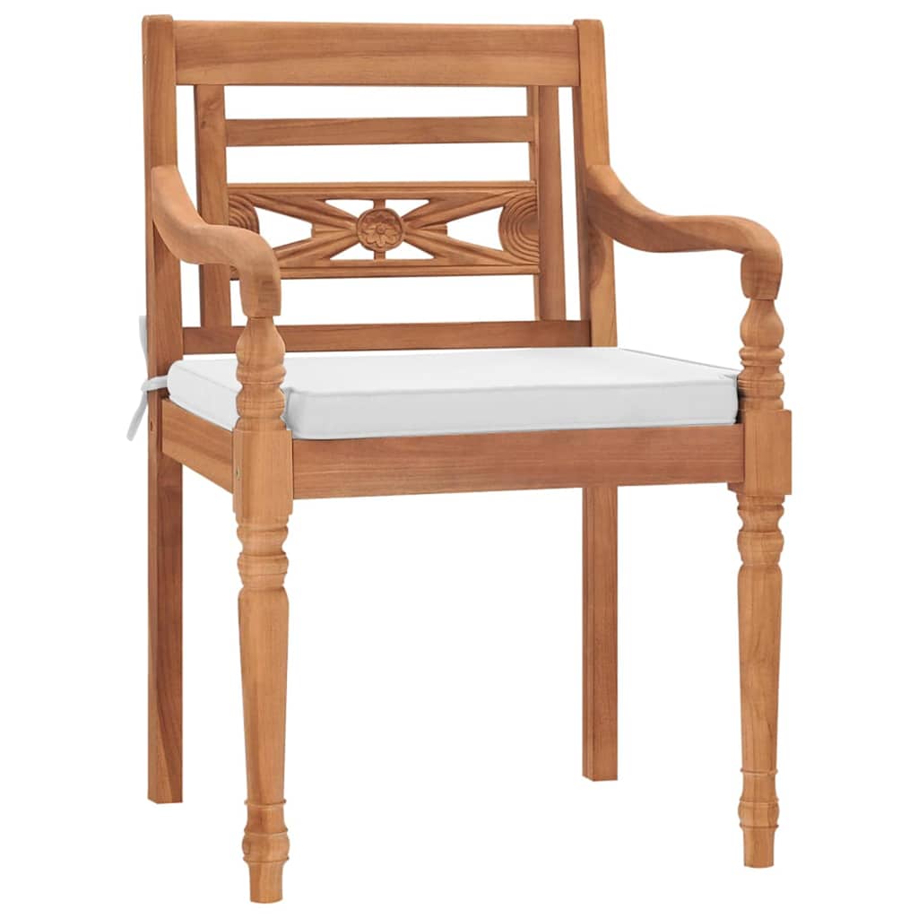 Batavia-Stühle 2 Stk. mit Polstern Massivholz Teak