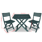 3-tlg. Bistro-Set Klappbar Kunststoff Grün