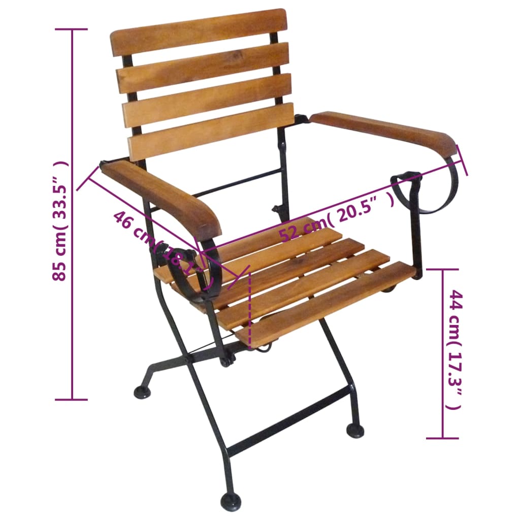 Klappbare Gartenstühle 2 Stk. Stahl und Massivholz Akazie
