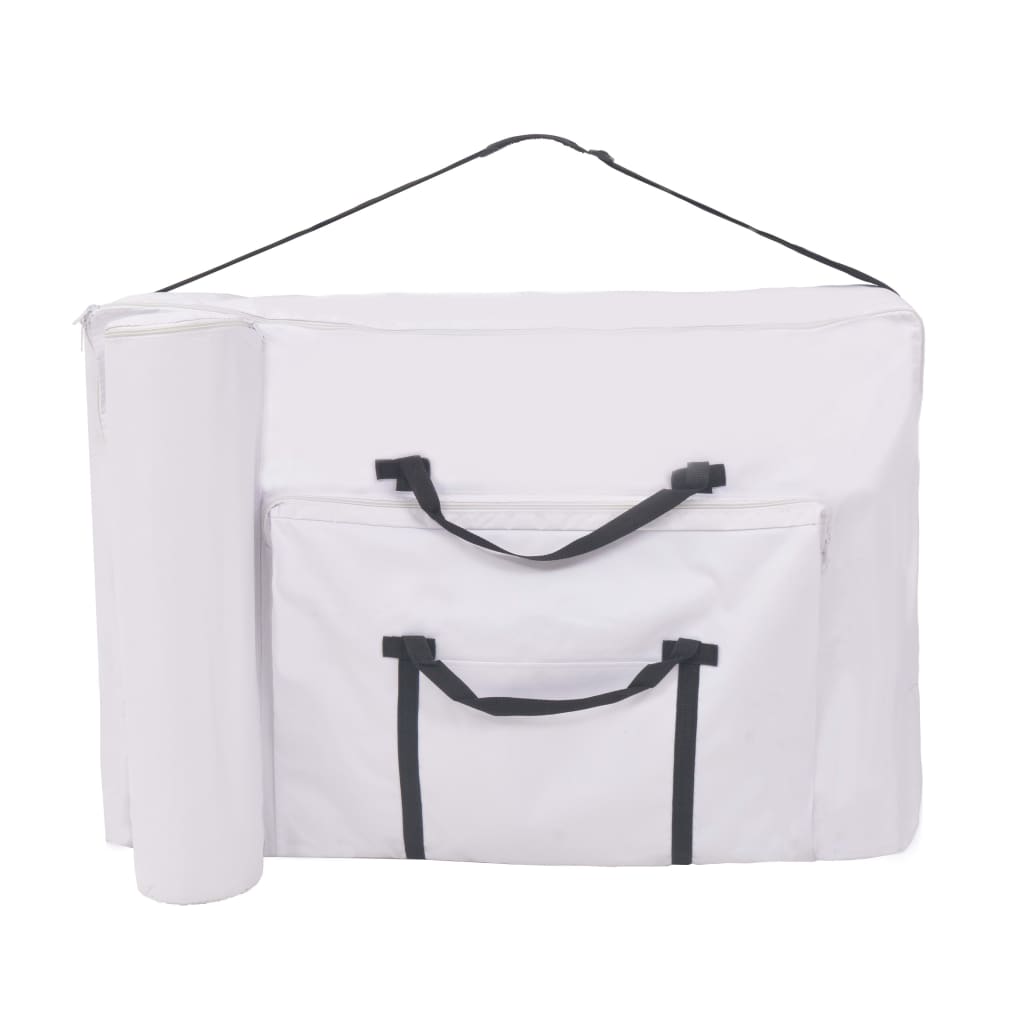 Massageliege 3-Zonen mit Hocker Klappbar 10 cm Sitz Weiß