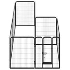 Hunde-Laufgitter 8 Paneele Stahl 80 x 100 cm Schwarz