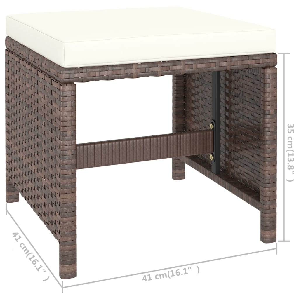 6-tlg. Garten-Essgruppe mit Auflagen Poly Rattan Braun