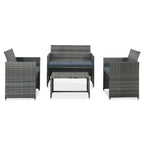 4-tlg. Garten-Lounge-Set mit Auflagen Poly Rattan Grau