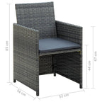 4-tlg. Garten-Lounge-Set mit Auflagen Poly Rattan Grau