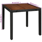 5-tlg. Garten-Essgruppe Poly Rattan Akazie Massivholz Schwarz