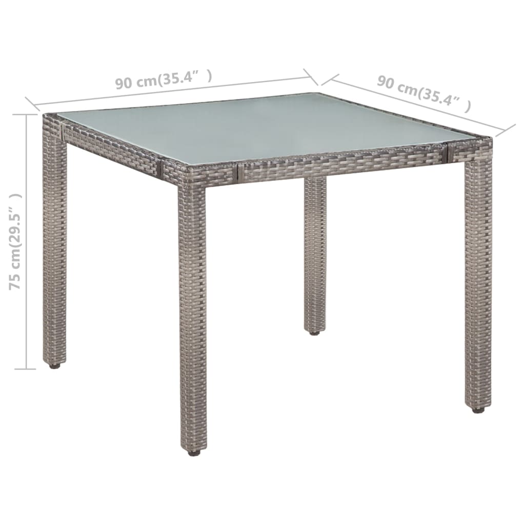 5-tlg. Garten-Essgruppe mit Auflagen Poly Rattan Grau