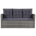 6-tlg. Garten-Lounge-Set mit Auflagen Poly Rattan Grau