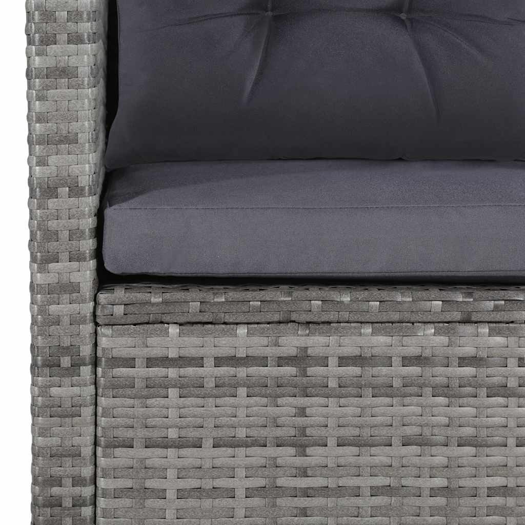 6-tlg. Garten-Lounge-Set mit Auflagen Poly Rattan Grau