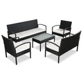5-tlg. Garten-Lounge-Set mit Auflagen Poly Rattan Schwarz