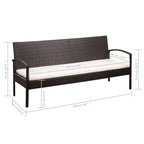 5-tlg. Garten-Lounge-Set mit Auflagen Poly Rattan Schwarz