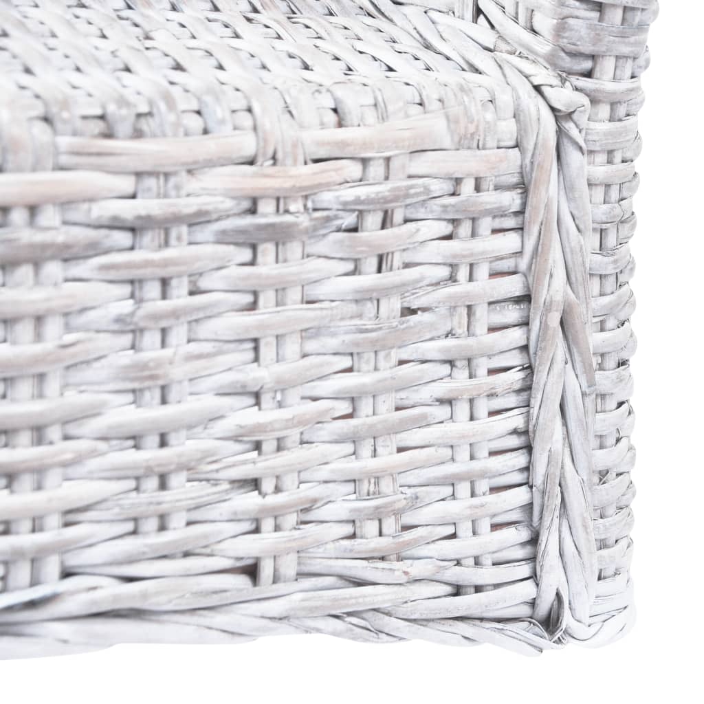 Esszimmerstühle 2 Stk. Hellbraun Kubu-Rattan und Mahagoniholz