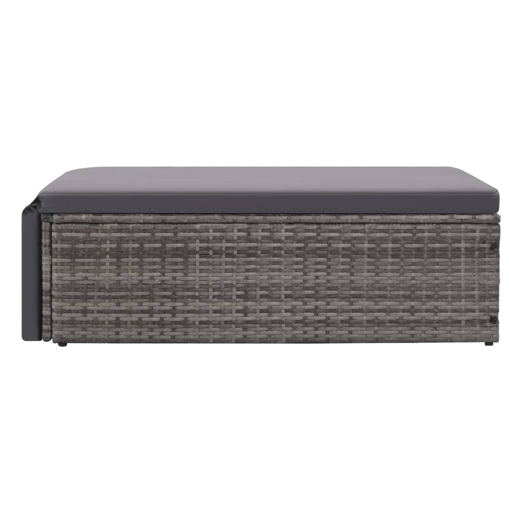 2-tlg. Garten-Lounge-Set mit Auflagen Poly Rattan Grau