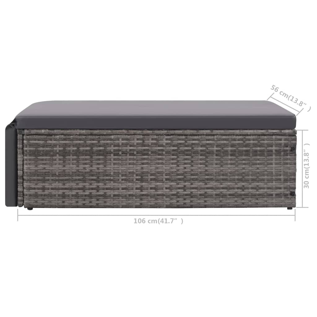 2-tlg. Garten-Lounge-Set mit Auflagen Poly Rattan Grau