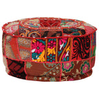 Patchwork Sitzpouf Rund Baumwolle Handgefertigt 40x20 cm Rot